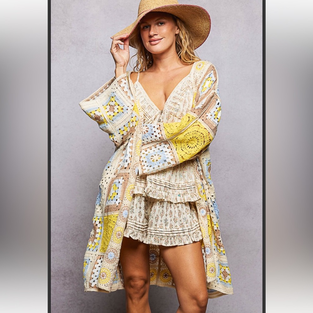 391 ❤️POL crochet relaxed fit one size cardigan sweater - Picture 4 of 5